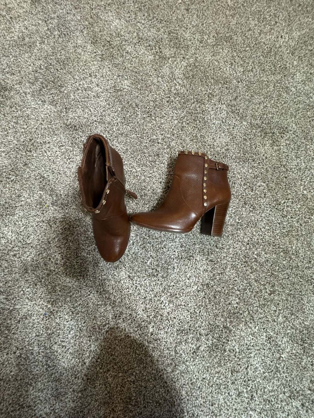 Tory Burch Mae Studded Leather Block Heel Ankle Boots